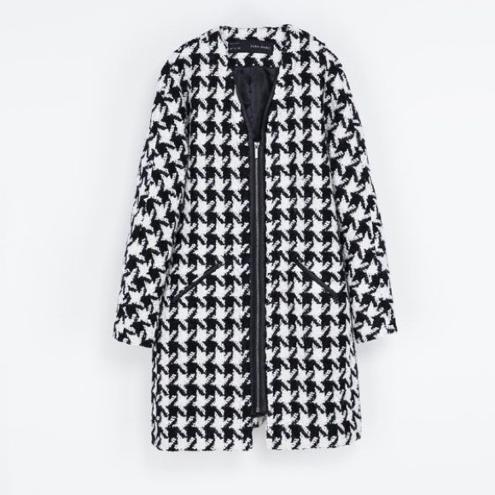 Zara houndstooth black white textured coat - Picture 5 of 5